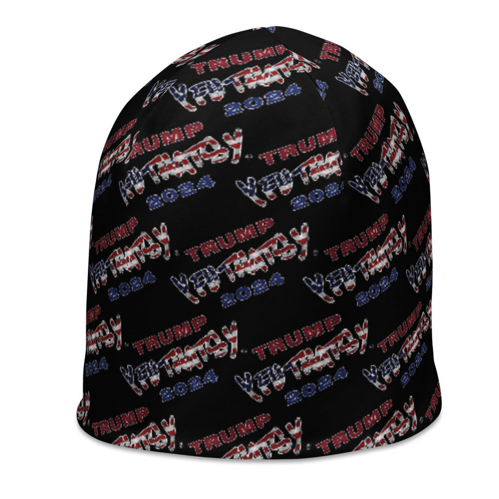 TRUMP 2024 Y FU THATS Y (American Flag) All-Over Print Beanie