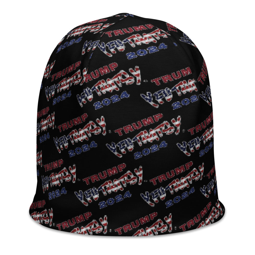 TRUMP 2024 Y FU THATS Y (American Flag) All-Over Print Beanie