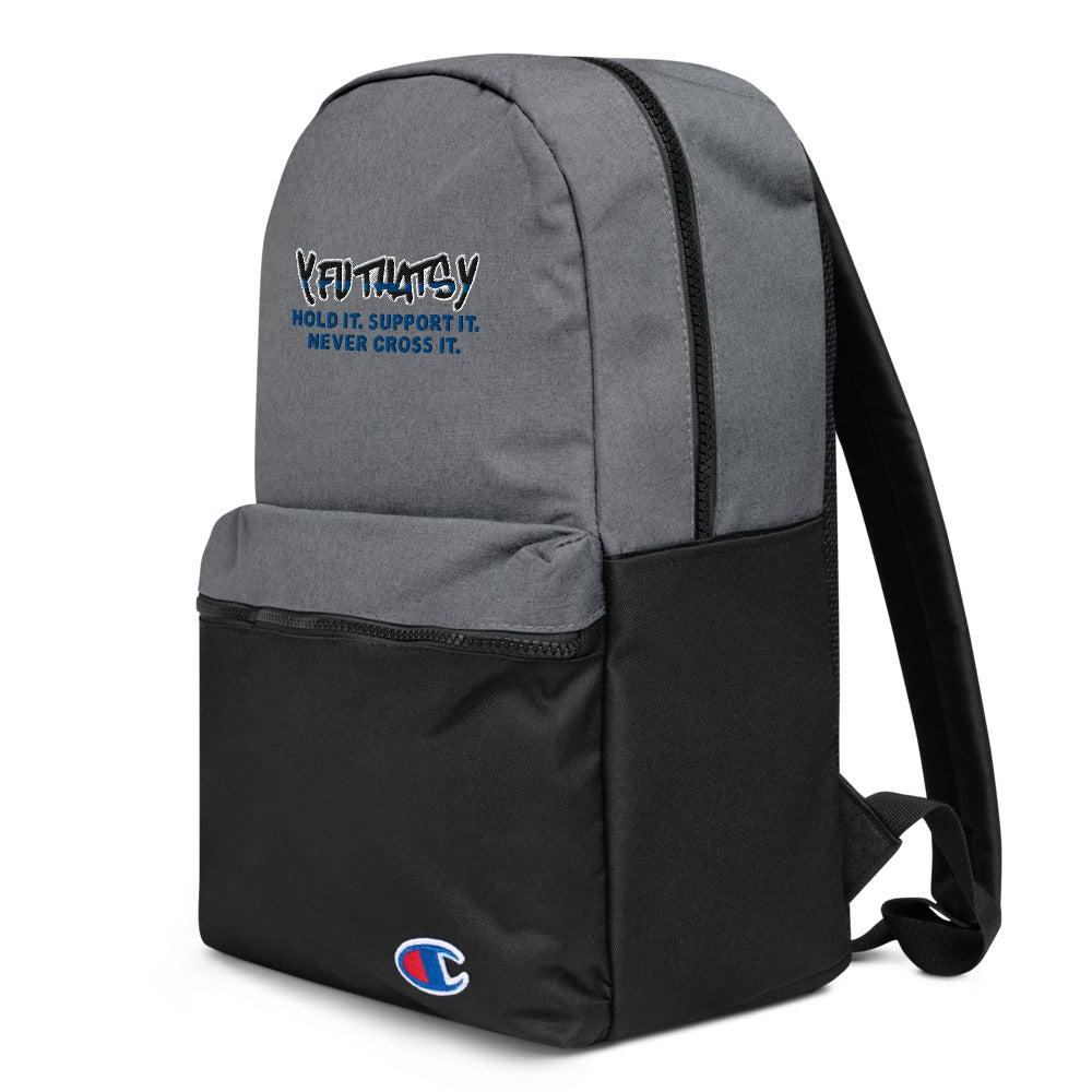 Thin Blue Line Y FU THATS Y Embroidered Champion Backpack