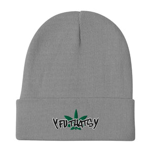 Marijuana Leaf Y FU THATS Y Embroidered Beanie