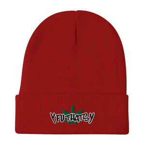 Marijuana Leaf Y FU THATS Y Embroidered Beanie