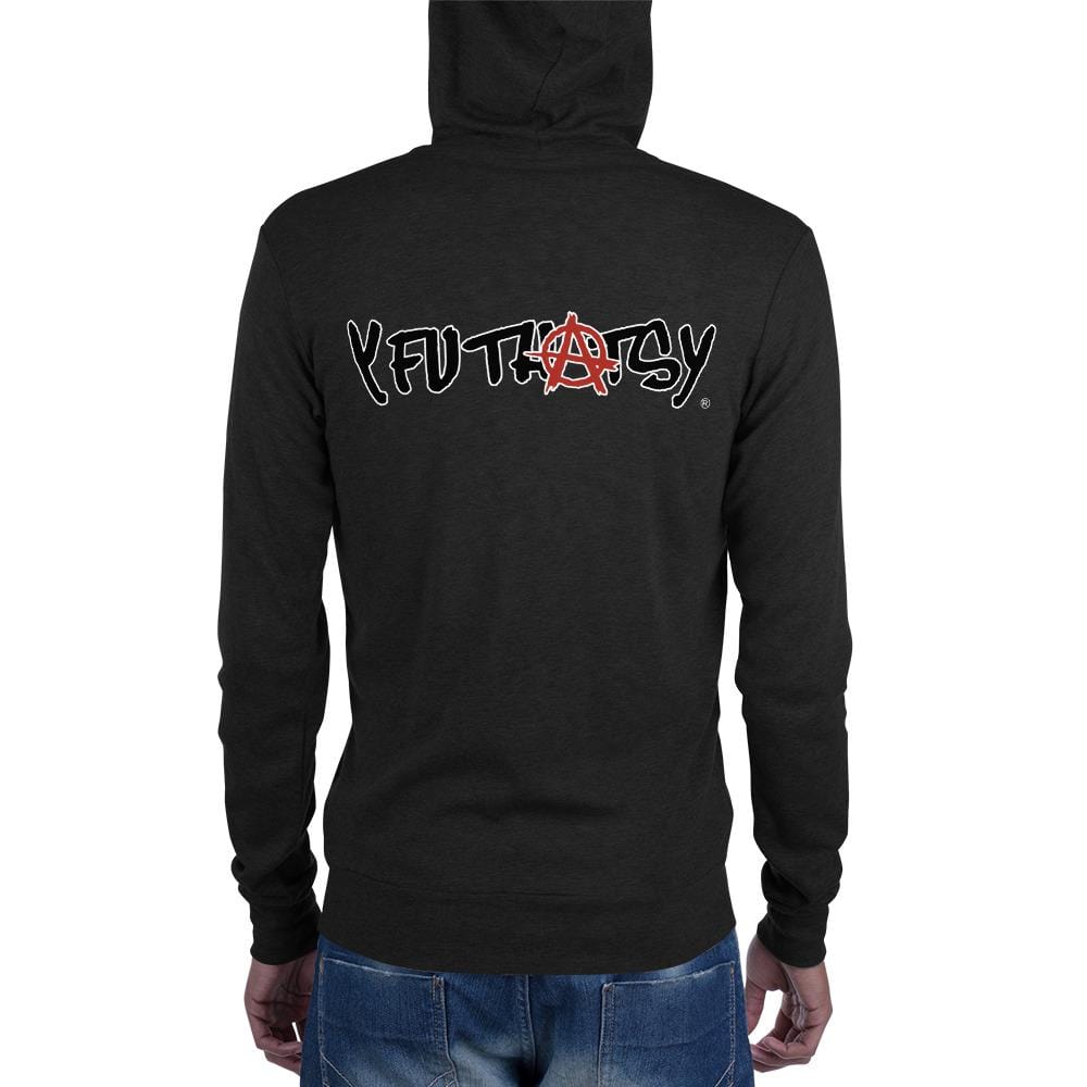 Unisex zip hoodie ANARCHY, Y FU THATS Y