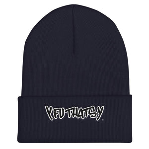 Cuffed Beanie, Black Lettering with White Border.