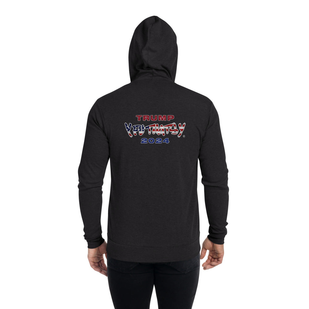 TRUMP 2024 Y FU THATS Y (American Flag) Unisex zip hoodie